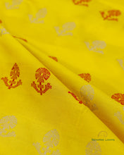 Load image into Gallery viewer, Yellow Handwoven Pure Kataan Silk Fabric
