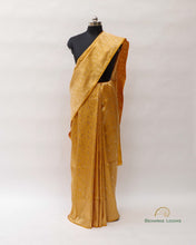 Load image into Gallery viewer, Yellow Handwoven Pure Kataan Silk Brocade Jaal Benarasi Saree
