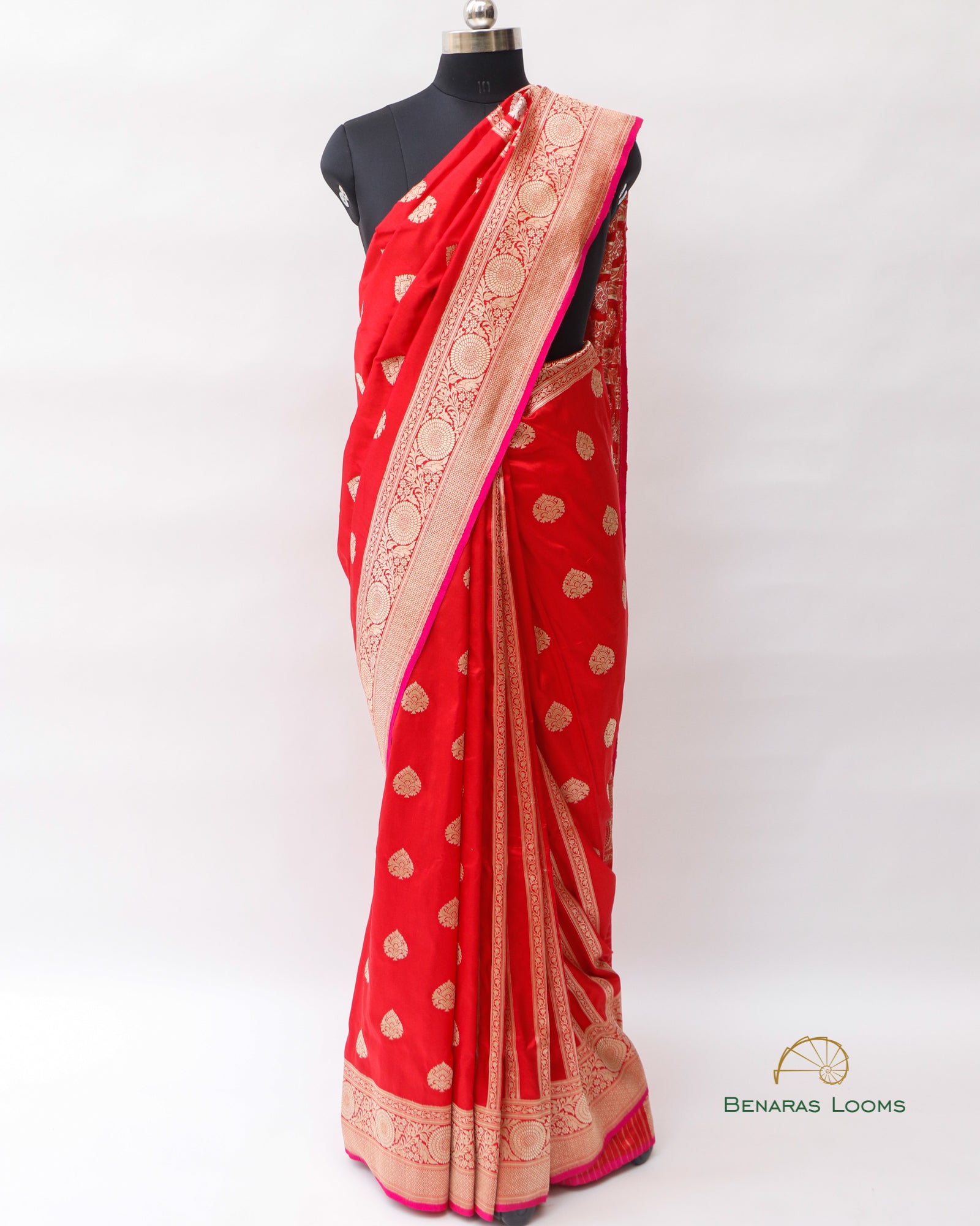 Red Handwoven Pure Kataan Silk Kadhua Jaal Benarasi Saree
