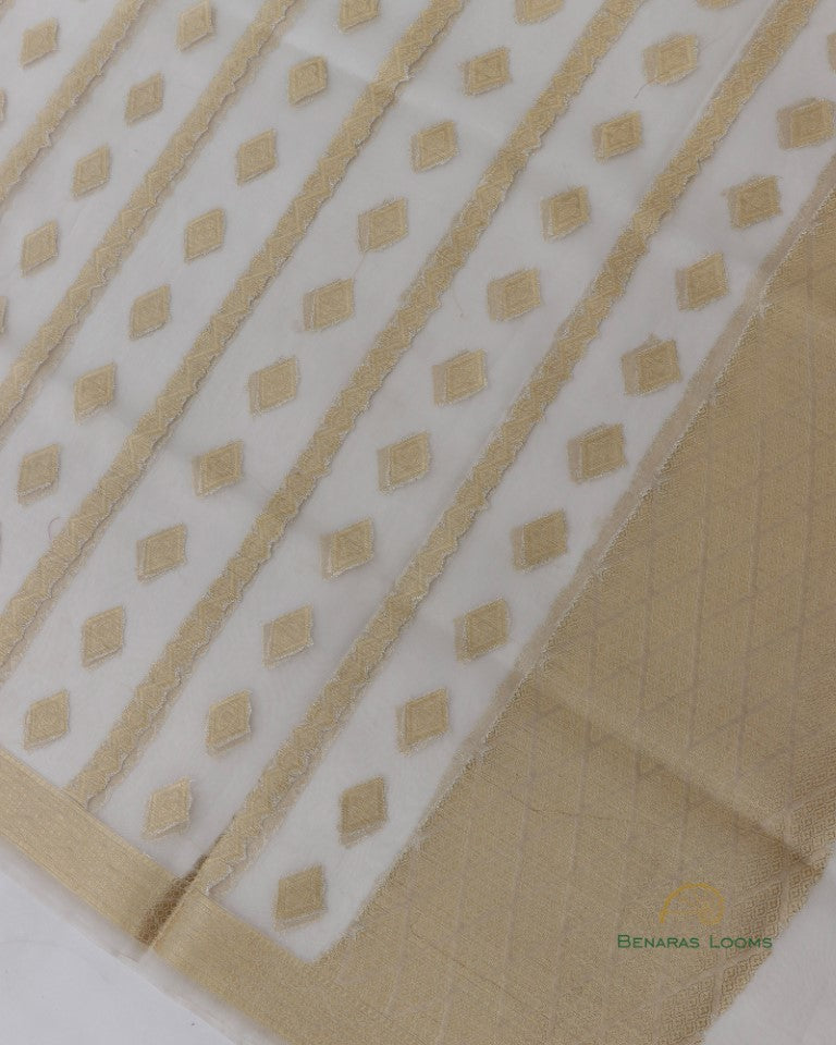 Handwoven Pure Kora Silk Handwoven Benarasi Dyebale Dupatta