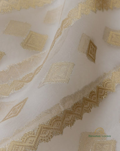 Handwoven Pure Kora Silk Handwoven Benarasi Dyebale Dupatta