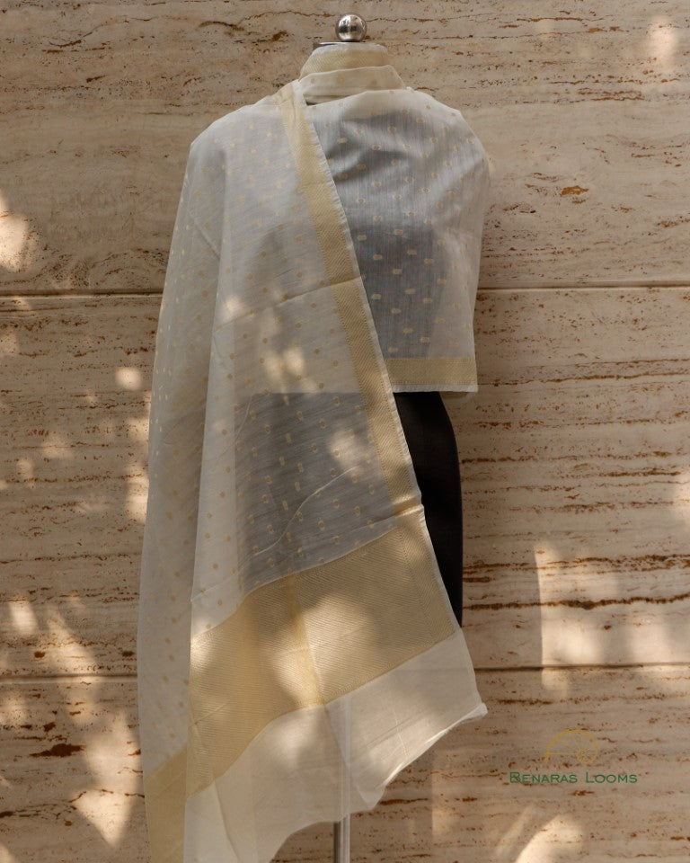 Handwoven Pure Chanderi Silk Dyeable Cutwork Banarasi Dupatta