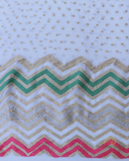 Three Piece Unstitched Handwoven Pure Georgette Silk Banarasi Suit