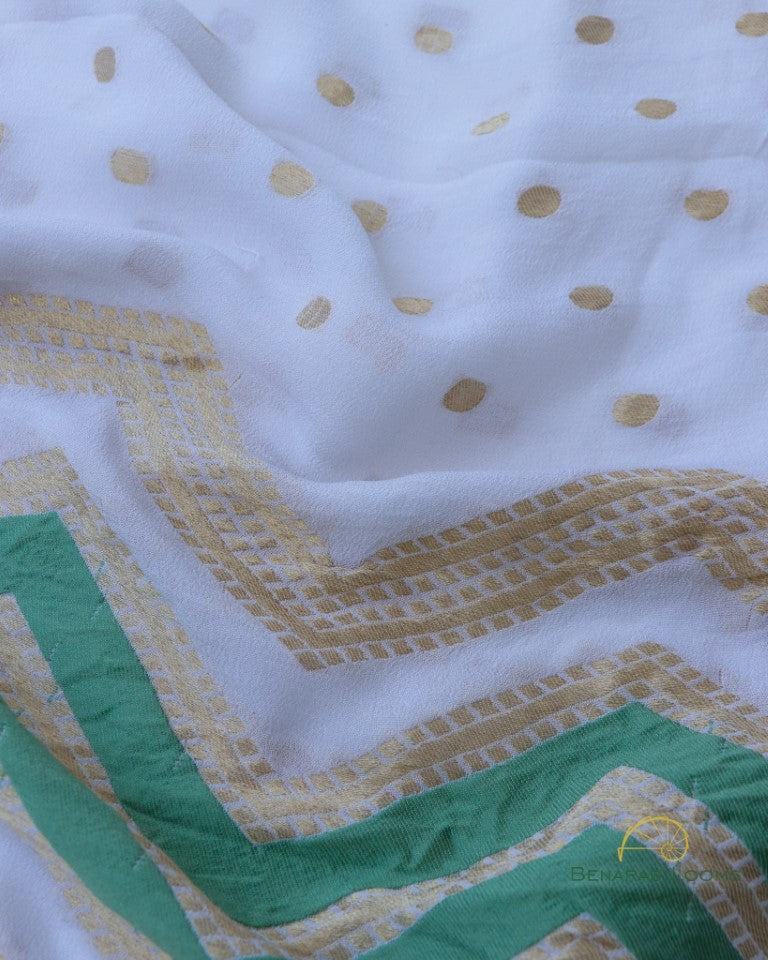 Three Piece Unstitched Handwoven Pure Georgette Silk Banarasi Suit