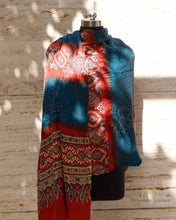 Load image into Gallery viewer, Blue Handwoven Pure Silk Bandhani Dupatta
