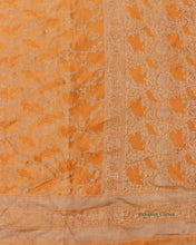 Load image into Gallery viewer, Orange Handwoven Pure Silk Shikargah Banarasi Saree
