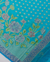 Load image into Gallery viewer, Blue Handwoven Pure Khaddi Georgette Banarasi Dupatta
