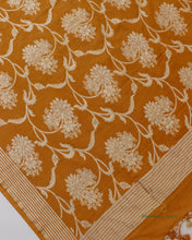 Load image into Gallery viewer, Mustard Handwoven Pure Munga Silk Jaal Banarasi Dupatta
