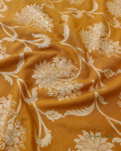 Load image into Gallery viewer, Mustard Handwoven Pure Munga Silk Jaal Banarasi Dupatta
