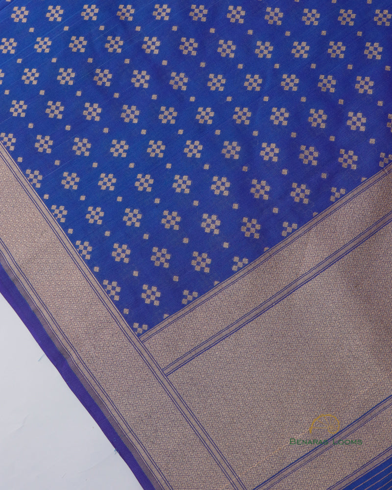 Blue Handwoven Pure Kataan Silk Banarasi Dupatta