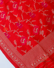 Load image into Gallery viewer, Red Handwoven Pure Kataan Silk Dupatta
