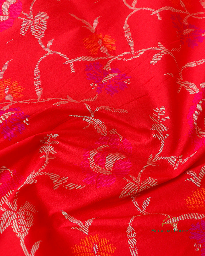 Red Handwoven Pure Kataan Silk Dupatta