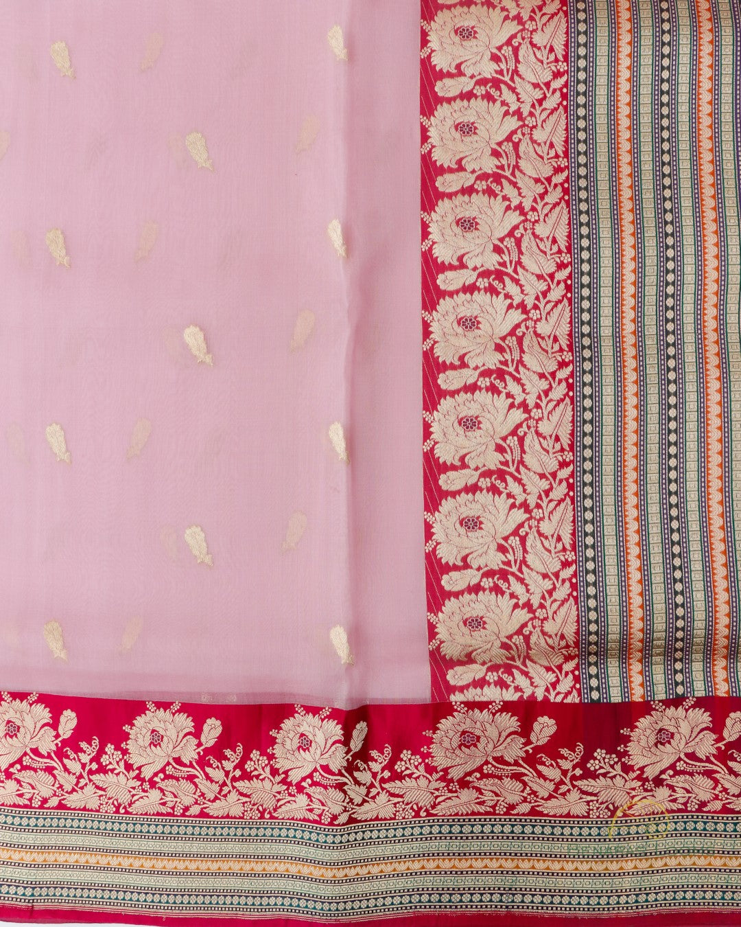 Pink Handwoven Pure Kora Silk Banarasi Saree