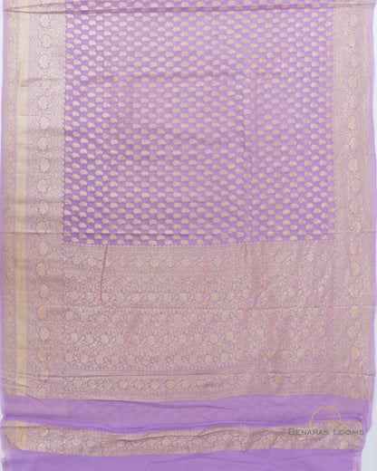 Lavender Pure Georgette Silk Handwoven Banarasi saree