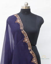 Load image into Gallery viewer, Navy Blue Banarasi Pure Organza Dupatta
