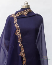 Load image into Gallery viewer, Navy Blue Banarasi Pure Organza Dupatta

