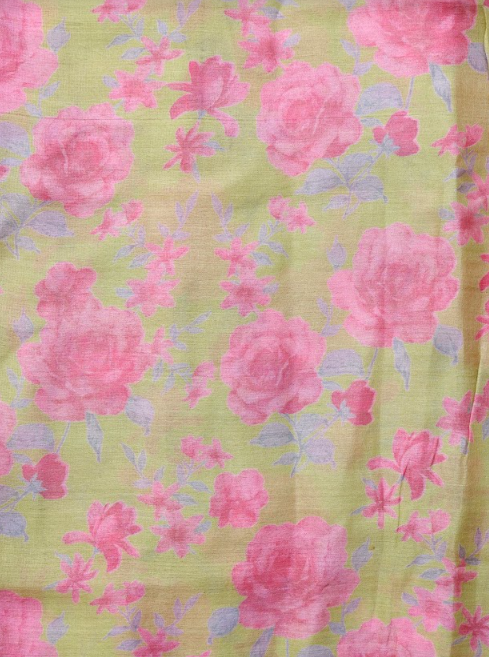 Green Pure Tussar Silk Digital Printed Fabric