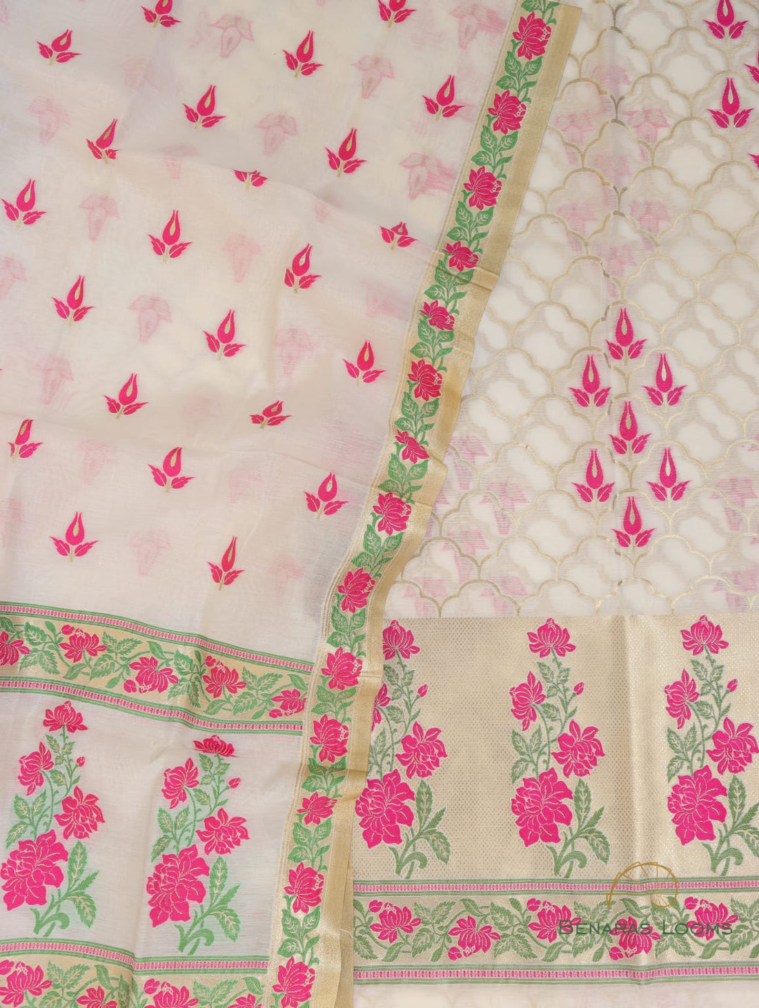 Dyeable Handwoven Pure Kora Cotton Banarasi Suit Fabric