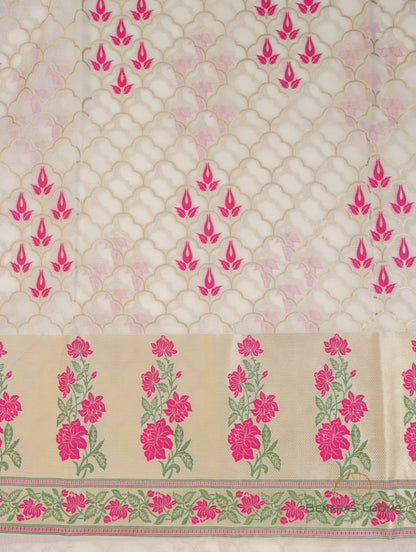 Dyeable Handwoven Pure Kora Cotton Banarasi Suit Fabric