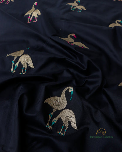 Black Handwoven Pure Kataan Silk Shikaargah Saree