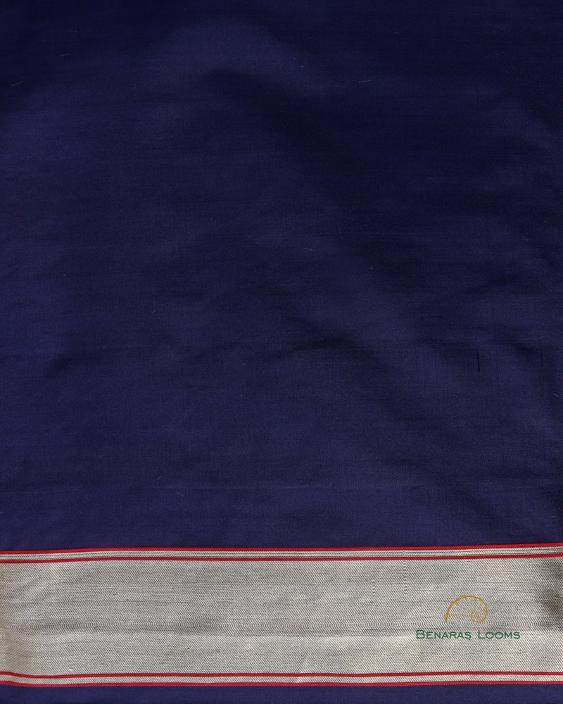 Black Handwoven Pure Kataan Silk Brocade Jaal Benarasi Saree.