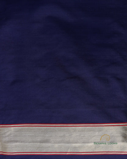 Black Handwoven Pure Kataan Silk Brocade Jaal Benarasi Saree.