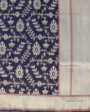 Load image into Gallery viewer, Dark Navy Blue Handwoven Pure Kataan Silk Brocade Jaal Benarasi Saree.
