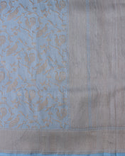 Load image into Gallery viewer, Powder Blue Handwoven Pure Kataan Silk Shikaargah Benarasi Saree
