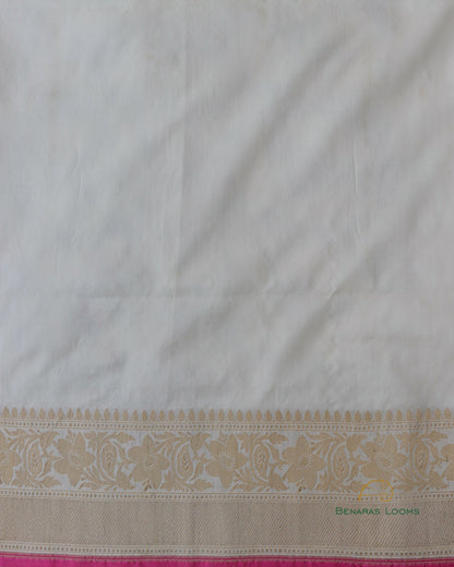 Cream Handwoven Pure Kataan Kadhua Jangla Benarasi Saree