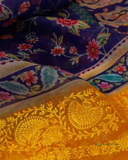 Digital Printed Pure Organza Benarasi Saree