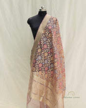 Load image into Gallery viewer, Dusty Pink Organza Net Banarasi Handwoven Dupatta
