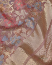 Load image into Gallery viewer, Dusty Pink Organza Net Banarasi Handwoven Dupatta
