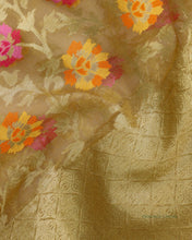 Load image into Gallery viewer, Mustard Organza Net Banarasi Handwoven Dupatta
