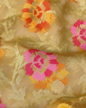 Load image into Gallery viewer, Mustard Organza Net Banarasi Handwoven Dupatta
