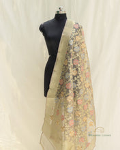 Load image into Gallery viewer, Dull Gold Organza Net Banarasi Handwoven Dupatta
