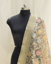 Load image into Gallery viewer, Dull Gold Organza Net Banarasi Handwoven Dupatta
