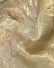 Load image into Gallery viewer, Dull Gold Organza Net Banarasi Handwoven Dupatta
