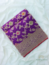 Load image into Gallery viewer, PRE-ORDER:Purple Handwoven Pure Kataan Silk Banarasi Saree With Meenakari
