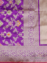 Load image into Gallery viewer, PRE-ORDER:Purple Handwoven Pure Kataan Silk Banarasi Saree With Meenakari
