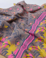 Load image into Gallery viewer, Purple Handwoven Pure Cotton Silk Tantuj Saree
