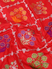 Load image into Gallery viewer, PRE-ORDER - Red Handwoven Pure Kataan Silk Kadhua Jangla Banarasi Saree
