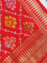 Load image into Gallery viewer, PRE-ORDER - Red Handwoven Pure Kataan Silk Kadhua Jangla Banarasi Saree
