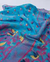 Load image into Gallery viewer, Blue Handwoven Cotton Silk Tantuj Saree.
