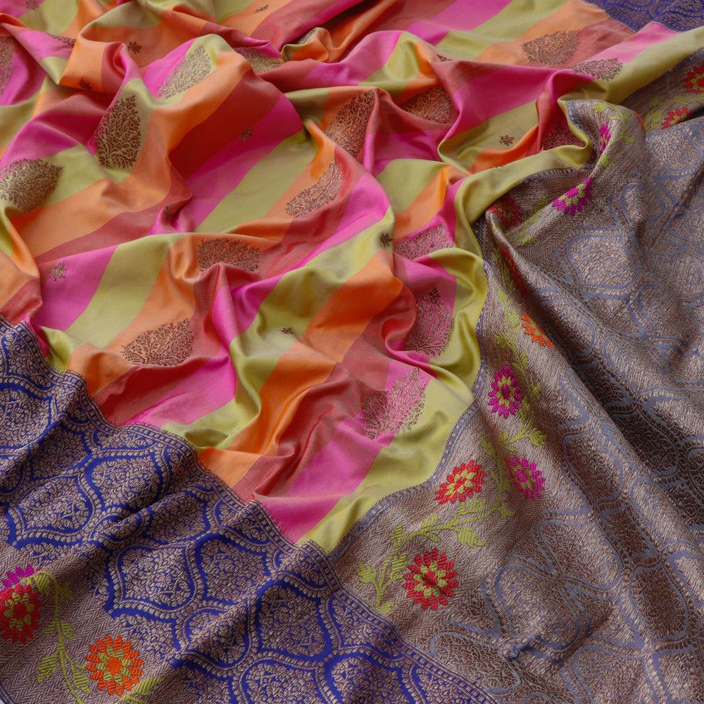 Handwoven Pure Kataan Silk Kadhua Buti Banarasi Rangkat Saree