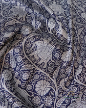 Load image into Gallery viewer, PRE-ORDER:Navy Blue Handwoven Pure Silk Shikargah Banarasi Saree
