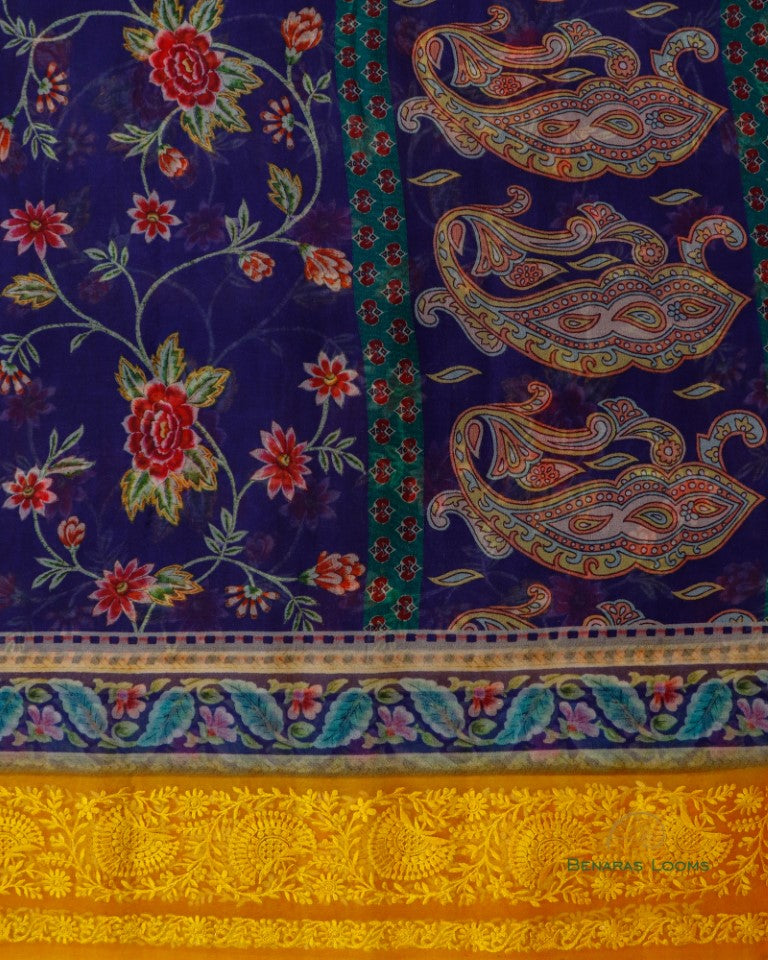 Digital Printed Pure Organza Benarasi Saree