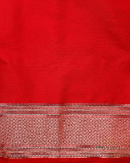 Red Handwoven Pure Kataan Silk Brocade Jaal Benarasi Saree