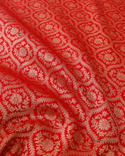 Load image into Gallery viewer, Red Handwoven Pure Silk Brocade Banarasi Saree.
