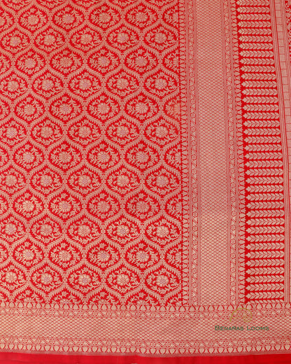 Red Handwoven Pure Silk Brocade Banarasi Saree.