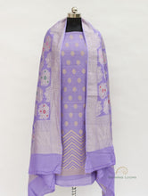 Load image into Gallery viewer, Purple Handwoven Pure Munga Banarasi Suit Fabric
